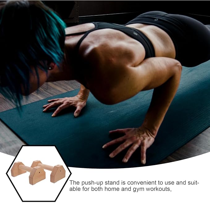 Push-Up Bars Wooden Pushup Handles 25Cm Beech Pine Strength Training Push Up Stands Pair for Home Gym Exercise Equipment Fitness Workout