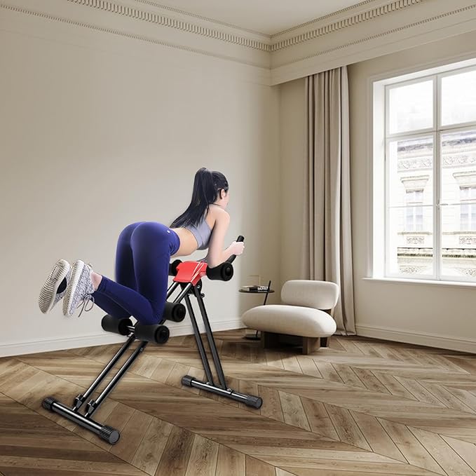 Adjustable Ab Roller Machine, Dual Track Ab Roller Machine for Home Gym, Foldable Waist Trainer Machine for Body Shaping, Foldable & Adjustable Ab Trainer for Beginner