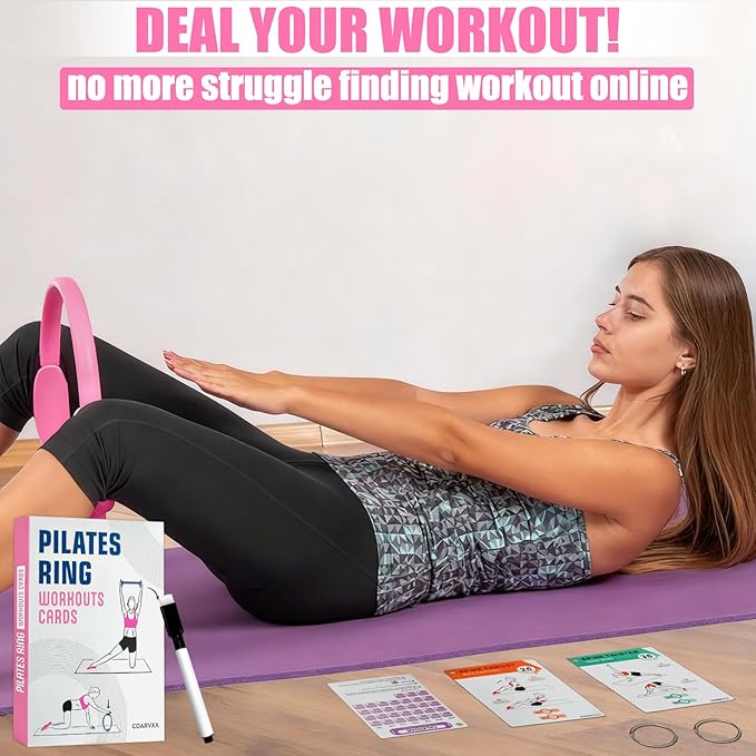 Pilates Ring Fitness Circle for Women - 15 Inch Magic Fitness Circle for Toning Inner & Outer Thighs, Bonus Pilates Equipment Thigh Master Guide.