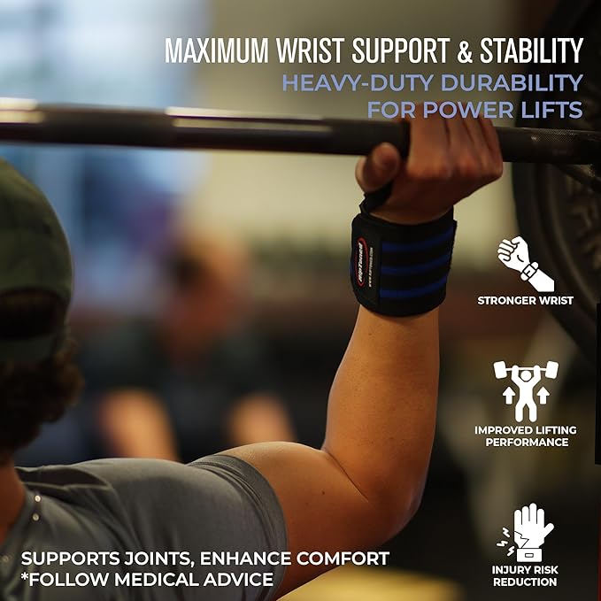 Rip Toned Wrist Wraps for Weightlifting – USPA & USAPL Approved 18" Wrist Straps for Powerlifting – Adjustable, Durable Gym Wraps with Thumb Loop – Quality Support for Men & Women