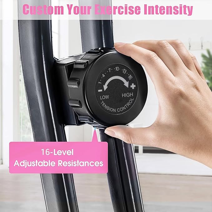 Merax Workout Bike For Home - 2 In 1 Recumbent Exercise Bike and Upright Indoor Cycling Bike Positions, 16 Level Magnetic Resistance Exercise Bike, Foldable Stationary Bike Machine, Fitness Bike