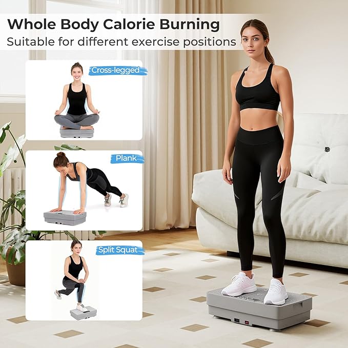Goplus Vibration Plate Exercise Machine, Vibrating Platform for Lymphatic Drainage w/Remote, LED Display, Home Workout Full Body Shake Board for Weight Loss