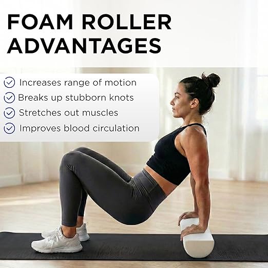 TheraBand Foam Roller, 36" Half Round, High Density Pro Foam Roller Tool for Post-Workout Recovery & Pre-Workout Warm-Up, Roll Out Muscle Soreness, 6" Diameter, White