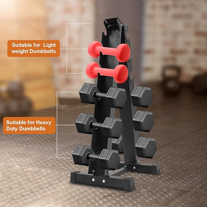 6-Tier Dumbbell Rack Stand Only, 660lbs Load-bearing Weight Rack for Dumbbells, A-Frame Training Dumbbell Holder for Storing Dumbbells in Homes, Hotels (Black)