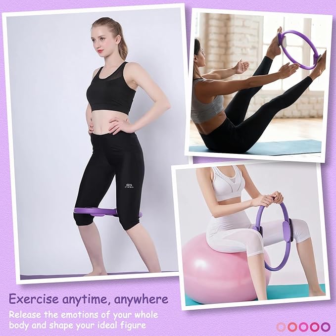 Pilates Ring Fitness Circle for Women - 15 Inch Magic Fitness Circle for Toning Inner & Outer Thighs, Bonus Pilates Equipment Thigh Master Guide.