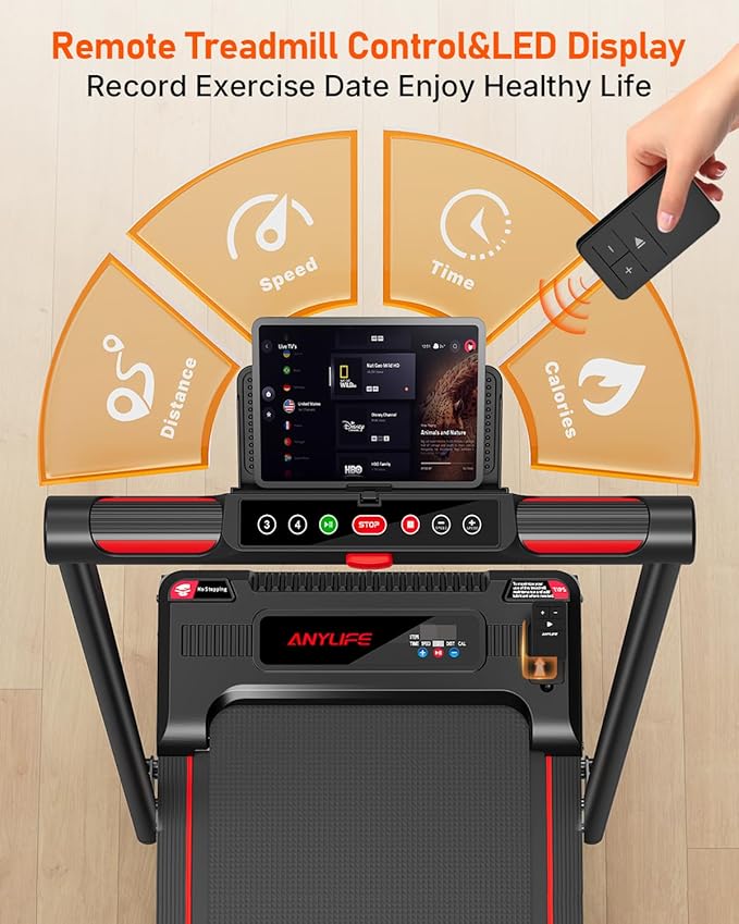 Walking Pad Treadmill, Anylife Incline Walking Pads Under Desk 330lb Capacity, 2.5HP Portable Treadmills for Home, Compact Treadmill Small Running Pad with LED Display, Remote Control