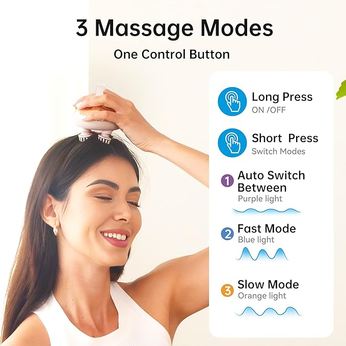 COMFIER Cordless Scalp Massager with 3 kneading Modes,Waterproof Head Massage with 8 Claws for Deep Cleansing,Body Cat Head Scratcher,Gift for Women,Gold