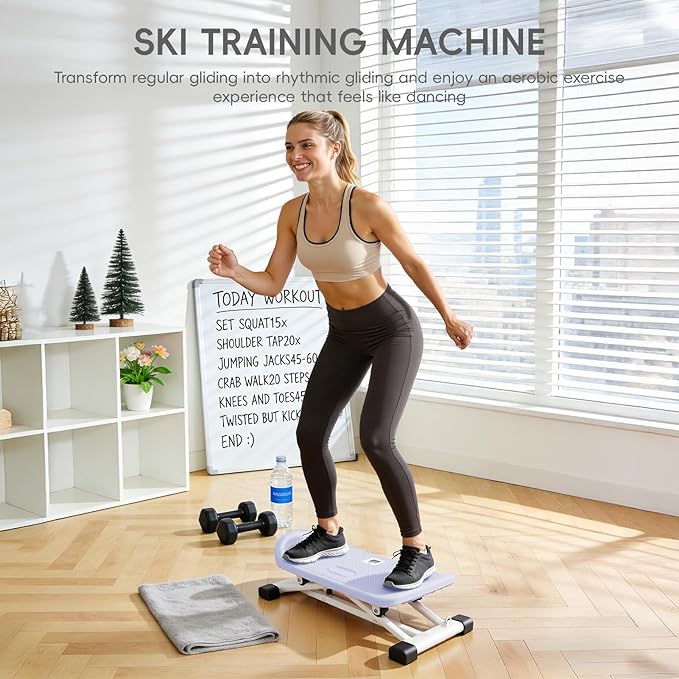 Ski Balancing Machine with LCD Display, Adult Balance Board Trainer Heavy Duty Ski Exercise Machine, Side to Side Core Stability Equipment Low Impact Full Body Cardio Workout Trainer
