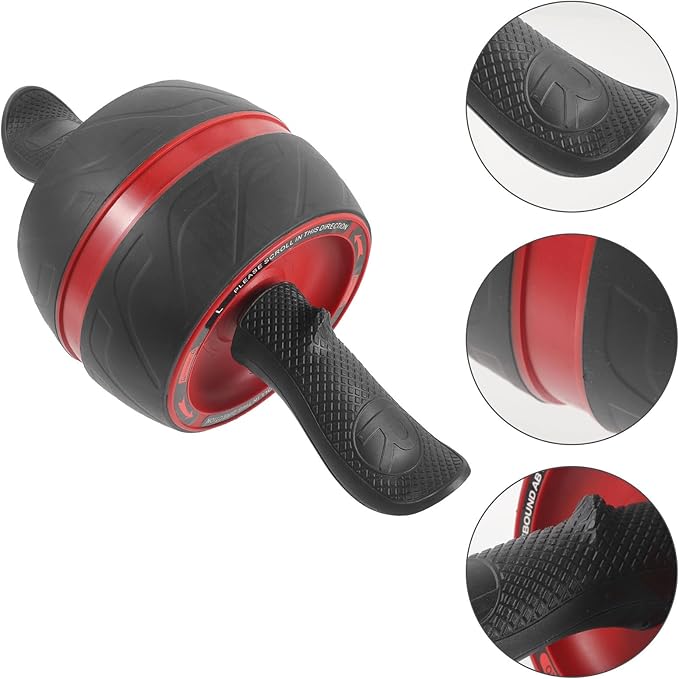Yardwe Fitness Roller Wheel with Automatic Rebound, Grey and Red Exercise Roller for Home Ab Workout and Abdominal Strength Training for Men and Women