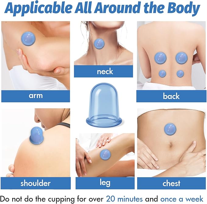 ELERA Silicone Cupping Therapy Sets, Cellulite Reduction Vacuum Cup - Cupping Kit for Massage Therapy (4 Cups)