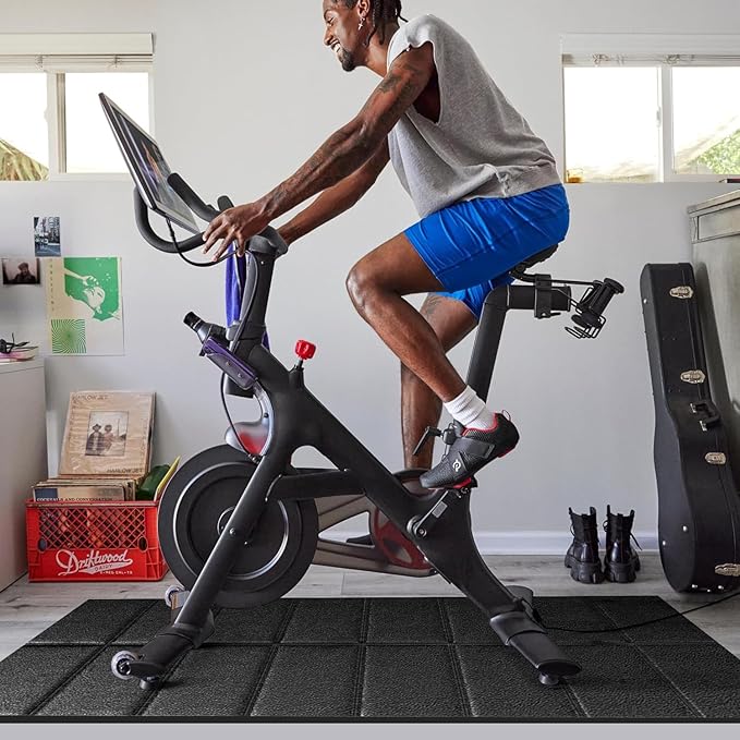 Mat for Exercise Bike Treadmill Walking Pad on Carpet 63x30,Compatible with Peloton, 1/4" Indoor Bike Trainer Mat for Hardwood Floors, Spin Stationary Bike, Equipment Stability, Noise Shock Absorption