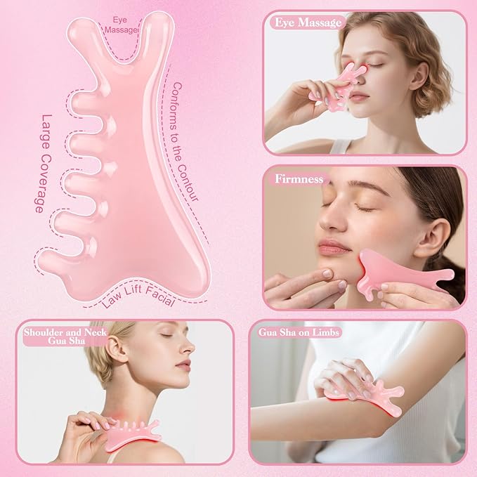3Pcs Scalp Massage Tool for Head Massager Tool Pink Resin Gua Sha Comb for Relaxation Christmas,Stocking Stuffs