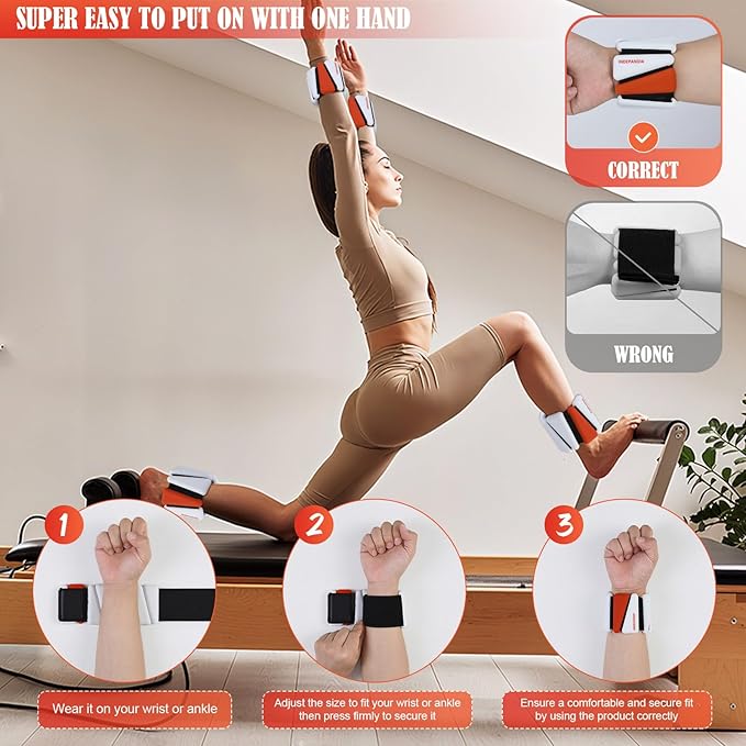 Wrist Ankle Weights for Women & Men, 2lbs/4lbs Adjustable Weighted Bangles to Boost Calorie Burn & Strength, Arm & Leg Weights for Pilates, Yoga, Walking, Barre, Gym & Home Workout