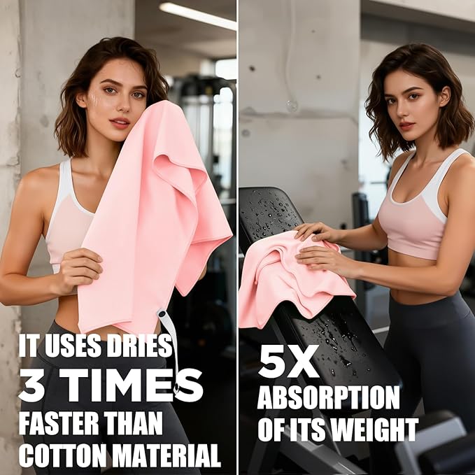 Microfiber Gym Towels - 5 Pack Highly Absorbent & Quick-Drying, Odor-Free, Sports Sweat Towels for Men & Women, Perfect for Workout, Yoga, Running, Fitness, Tennis, Swimming and Travel