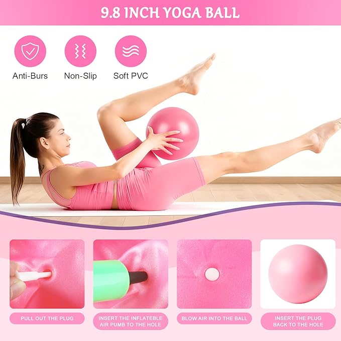 Home Pilates Kit for Women, Pilates Ring Set, Pilates Equipment Kit for Women Home Workouts, Pilates Essentials Kit with Pilates Ring and Ball, Resistance Bands for Strength, Toning, Flexibility