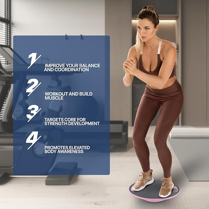 MADOG Wobble Balance Board for Adults, 15.5" TPR Non-slip Surface with Handle for Workout Core Trainer Physical Therapy, Home Gym Stability Board