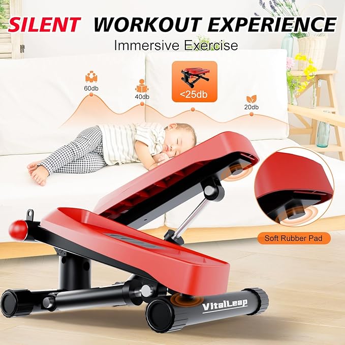 Elliptical Exercise Machine, Mini Stair Steppers with Resistance Bands for Home Fitness, 299LBS
