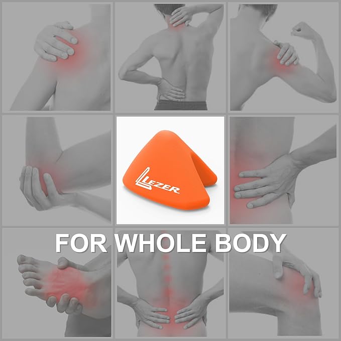 LEZER Trigger Massage Point, Manual Massage Ball, Hip Hook, Muscle Knot Release Tool, Deep Tissue Relief, Myofascial, Physical Therapy, Set of 2 (Orange Trigger and Spiky Ball)