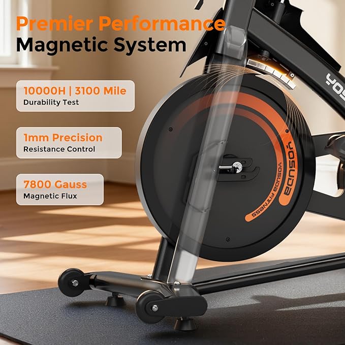 YOSUDA Magnetic Exercise Bike,Stationary Bikes for Home with Exclusive App, 400 lbs Weight Capacity & 50 lbs Flywheel, Indoor Cycling Bike with Tablet Holder & Adjustable Seat and Handlebars