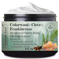 Cedarwood + Clove + Frankincense "Woodland Blend" Lotion 4 oz - enriched with Ceramide 1, 3, and 6II - a grounding body therapy crafted to restore inner balance. Rooted in warm, earthy botanicals.