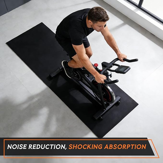 ZENY Large Exercise Equipment Mat 96"x38" - Heavy Duty Floor Protection for Treadmill, Bike & Elliptical, 6mm Thick Non-Slip Shock Absorbing Gym Mat (Black, 96''x38'', 2)