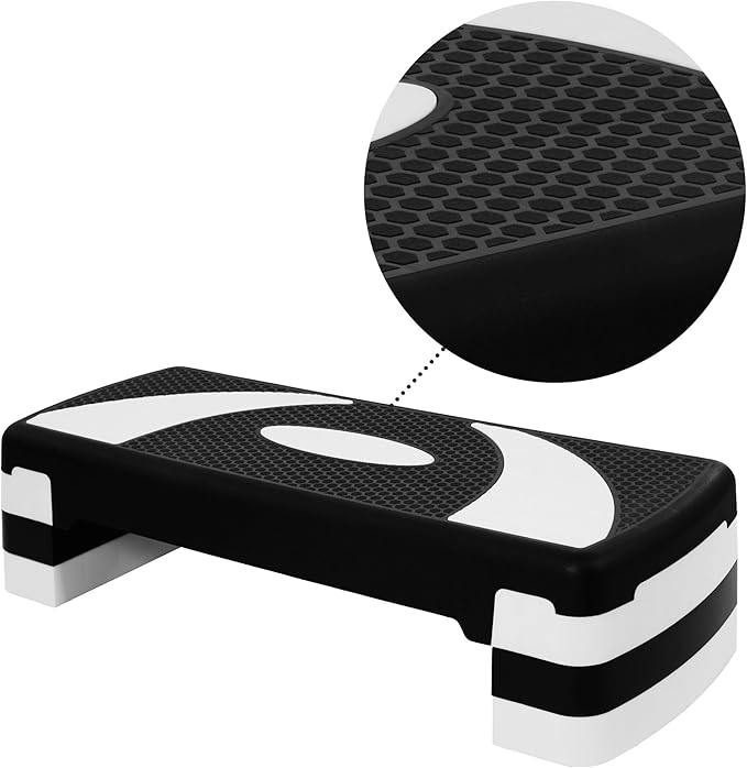 BalanceFrom Aerobic Step Platform Trainer with Adjustable 3-Level Risers, 400 Pound Weight Capacity – Non-Slip Exercise Stepper for Cardio, Strength, and Fitness Workouts at Home or Gym