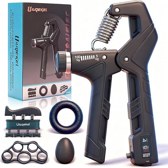 Grip Strengtheners 5-Pack, Adjustable Hand Gripper Set (11–220 lbs), Heavy Duty Forearm & Finger Strength Trainer for Muscle Building, Sports Training & Home Gym Workout Equipment