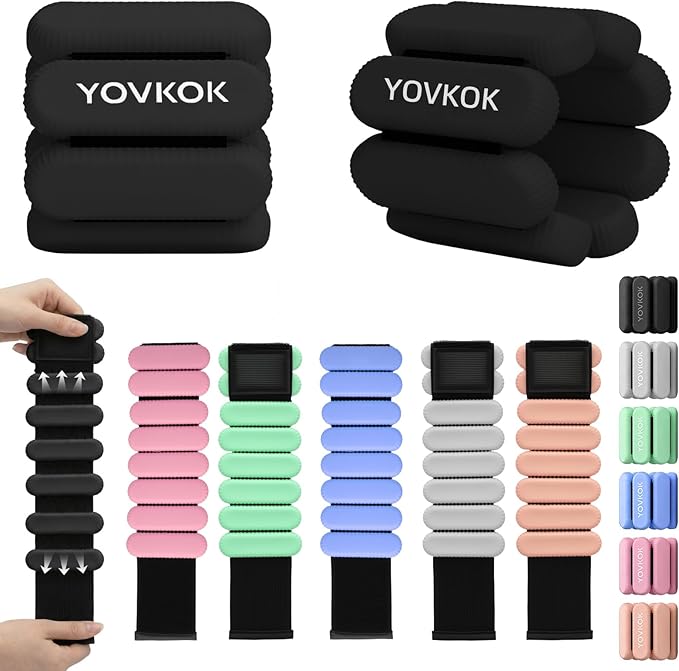 Wrist Weights, Silicone Adjustable Ankle Weights for Women Men - Strengthen Arms and Legs Ideal for for Home Gym Workout, Running, Yoga, Pilates, Barre, Exercise, Strength Training