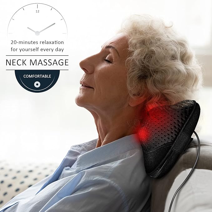 VIKTOR JURGEN Shiatsu Back Massager with Heat - Kneading Massage Pillow for Neck, Shoulder Pain Relief - Christmas Gift for Women, Men, Dad, Mom - Great for Mother's Day, Father's Day, Valentine's Day
