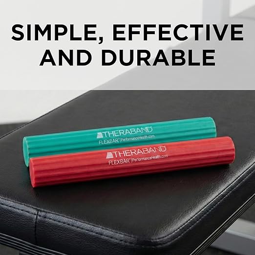 THERABAND FlexBar, 2 Pack, Red, Green, Therapy Twist Bar, Hand & Wrist Strength, Tennis & Golfer's Elbow, Tendonitis, Rehab Tool for Resistance Exercise, Grip Training, Relief & Recovery