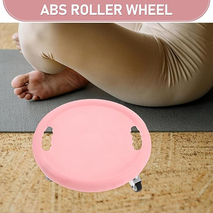 Milisten Ab Roller Wheel with Silent Sliding Disc and Knee Pad, Portable Core Strength Training Abdominal Exercise Machine for Home Workout and Belly Fat Burning, Pink