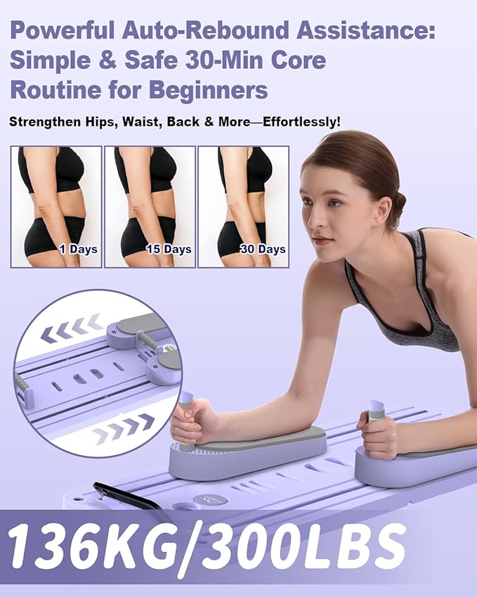 Pilates Board - Multi-Functional Pilates Reformer for Core & Abdominal Training, Top-Tier Pilates Equipment for Women’s Home Fitness