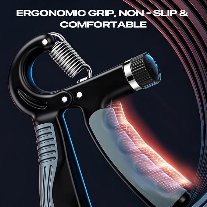Grip Strength Trainer - Adjustable Resistance 11-132lbs/5-60kg Hand Gripper & Forearm Strengthener Device with Smart Counter for Sports & Rehab