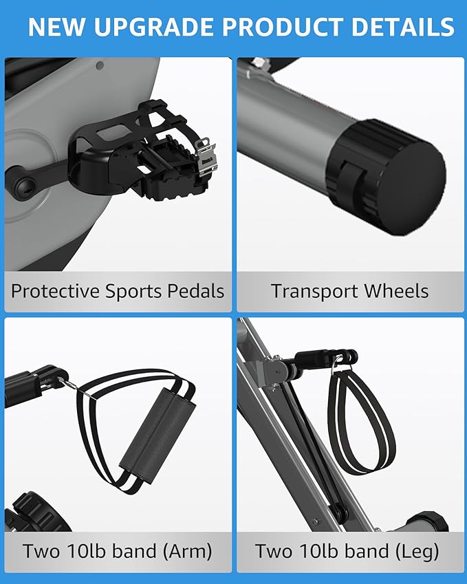 Foldable Exercise Bike Stationary Bikes for Home, 5 IN 1 Indoor Workout Bike, Cycling Bike with 16-Level Quiet Magnetic Resistance, 6.6 LBS Flywheel and 300LBS Capacity for Senior and Home Workout