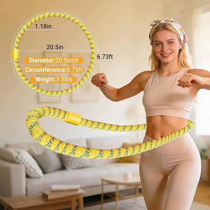 Soft Fitness Spring Hoop for Women Weight Loss, 3.3 lbs Weighted Exercise Infinity Hoop, Foldable and Portable Hula Circle Hoops for Home Travel