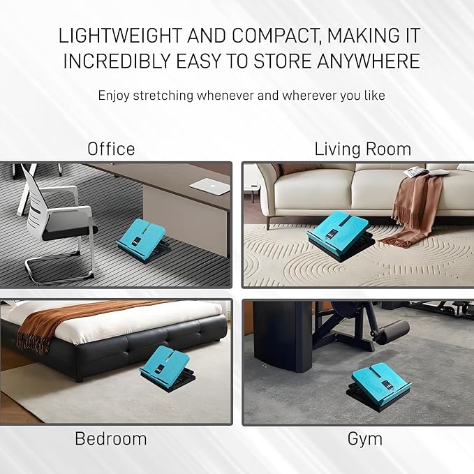 Calf Stretch Board with Timer & Resistance Bands, 6-Level Adjustable Slant Board, 450 lb Weight Capacity, Includes Sit-Up Bar for Home Gym & Stretching