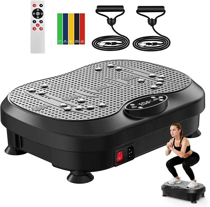 Vibration Plate Exercise Machine for Lymphatic Drainage with 200 Levels, Whole Body Fitness Workout Equipment Stand Shake Board Sport Gym for Weight Loss Fat Burner for Women Men