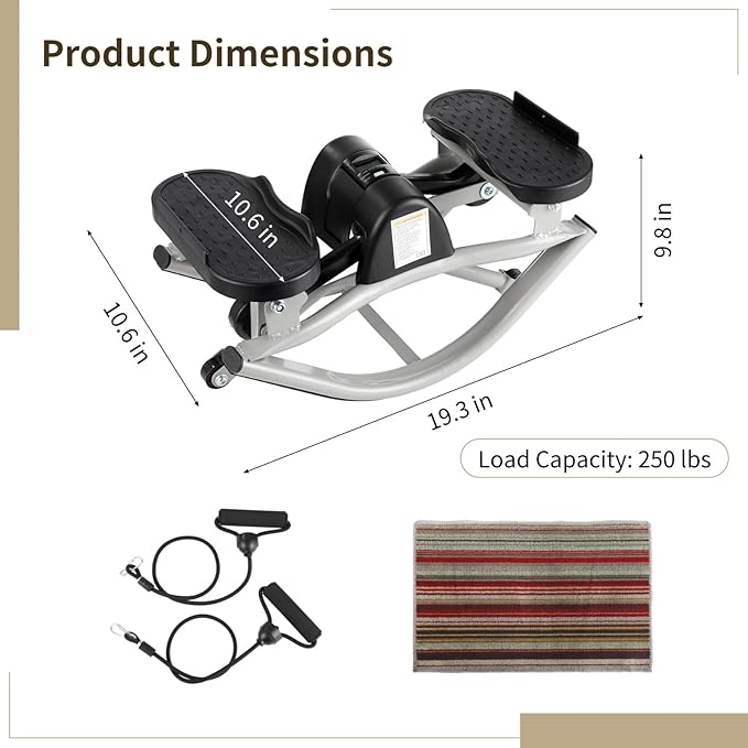 Lateral Rocking Fitness Stepper, Side-to-Side Mini Stepper with LCD Counter, Low-Impact Home Cardio Lateral Steppers Machine for Legs Glutes Core, Compact Portable Under-Desk Workout, No Assembly