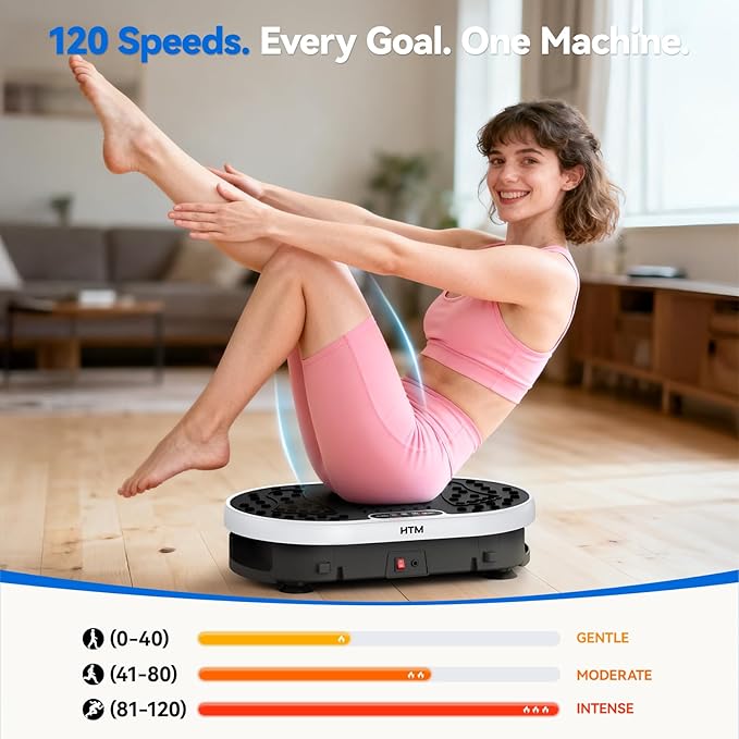 Vibration Plate Exercise Machine with 120 Speed Levels, 9 Program Modes and Remote Control - 15 Min Timer, 300 lbs Capacity Vibrate Stand Shake Board for Full Body Workout, Fat Burner and Toning