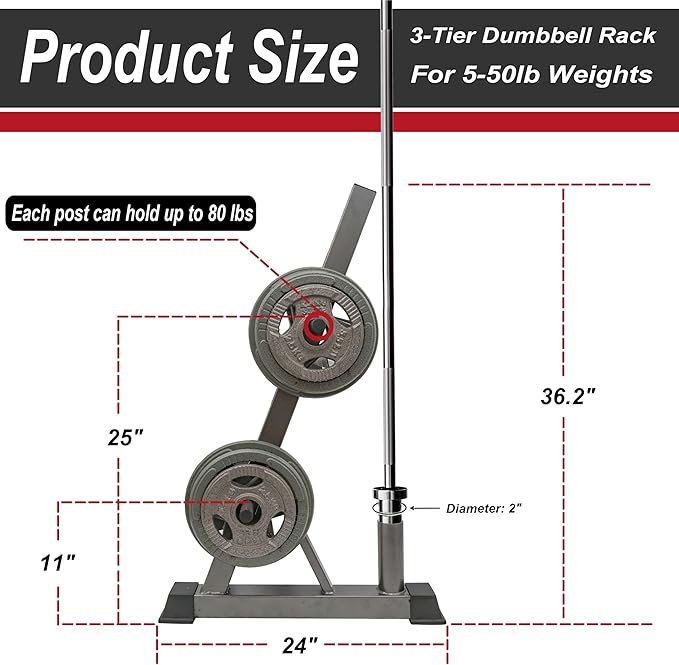 3 Tier Multifunctional Dumbbells Weights Barbells Rack, 1100 lbs Weight Capacity (Rack Only)