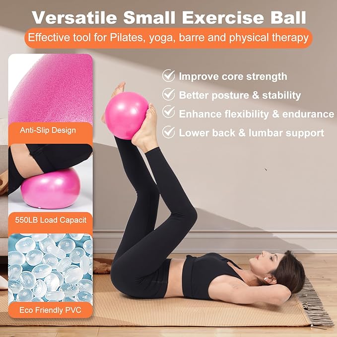 Tsikavo Pilates Ring, Pilates Ring Circle and Ball Set, 12 Inch Magic Circle Pilates Ring,9 Inch Small Exercise Ball,Resistance Bands Set, Home Pilates Equipment for Women