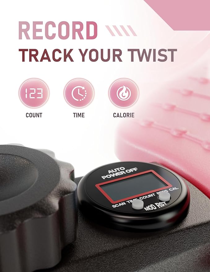 Waist Twister Machine with Smart Digital Counter and Resistance Bands 300 Lbs Capacity, Noiseless Ab Twister Board for Home Exercise, Fitness Equipment Ideal for Women to Burn Belly Fat and Tone Body