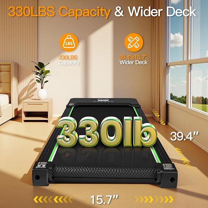 Akluer Walking Pad Treadmill, Portable Under Desk Treadmill 330lbs Capacity, Compact Treadmills Mini Walking Pad, 2.5HP Portable Treadmills with Remote Control, for Home Office Small Space