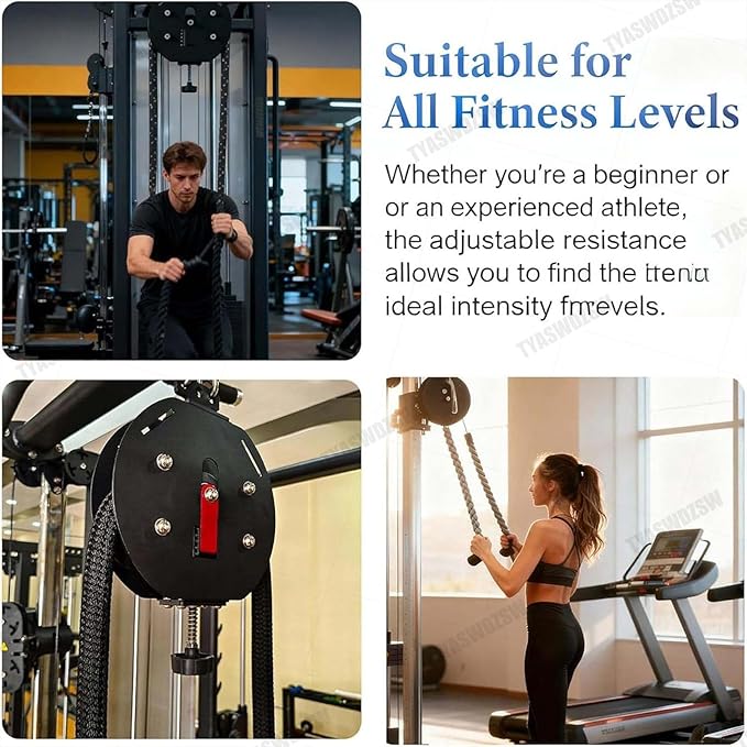Suspended Endless Rope Pulley for Home Gym - (0-30kg) Adjustable Resistance Trainer Machine, Lightweight (7.6kg) 330lb Load Capacity for Full Body Workout, Grip,Back Training for Arms