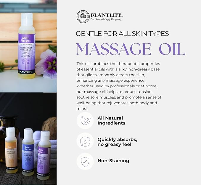 Plantlife Balance Massage Oil - Absorbs Deeply into The Skin and is Circulated Throughout, Providing Optimum Benefit to The Mind and Body - Made in California 4 oz