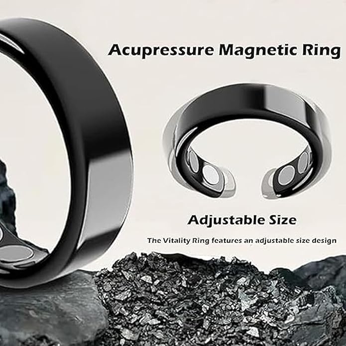 Auvulis Migraine Ring,Stainless Migraine Ring Suitable for Men and Women,Adjustable Fatigue Relief Sleep Aid Magnetic Acupressure Ring,Vitality Ring for Migraines