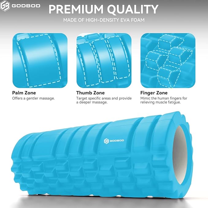 Strong Foam Roller - Deep Tissue Medium Density Muscle Massager with Myofascial Trigger Point Release, Back Massage Roller for Soreness and Mobility 13 x 5.5 Inch