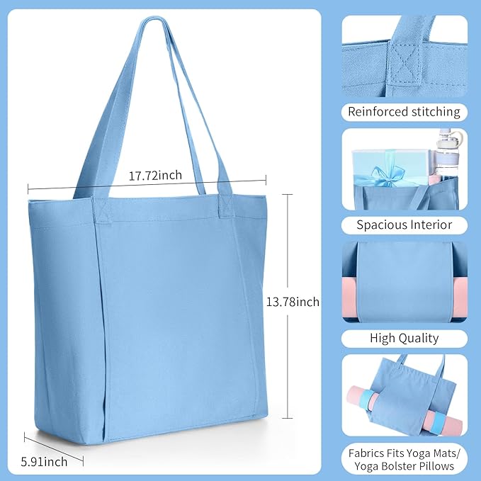 Yoga Bag Set for Women Including Yoga Mat Tote Bag, Booty Resistance Bands, Non Slip Sports Socks Silicone Ties for Pilates Travel Workout Office Home Gym