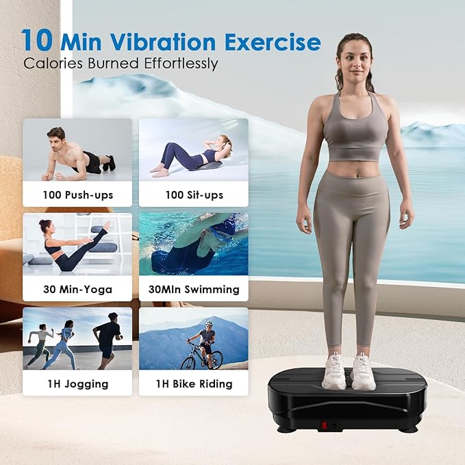 Vibration Plate Exercise Machine - Whole Body Workout Vibration Platform Lymphatic Drainage Machine for Weight Loss Home Fitness with Resistance Bands Remote