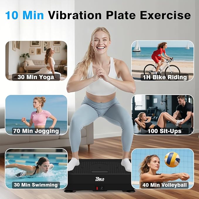 Vibration Plate Exercise Machine, 330LB Full Body Vibrating Plate for Lymphatic Drainage & Weight Management, 200 Speed Vibration Board Workout Platform for Home Fitness